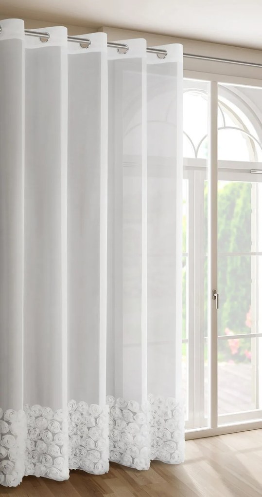 ZÁCLONA NA KRÚŽKOCH EVA MINGE ROSES7 350X250 CM BIELA