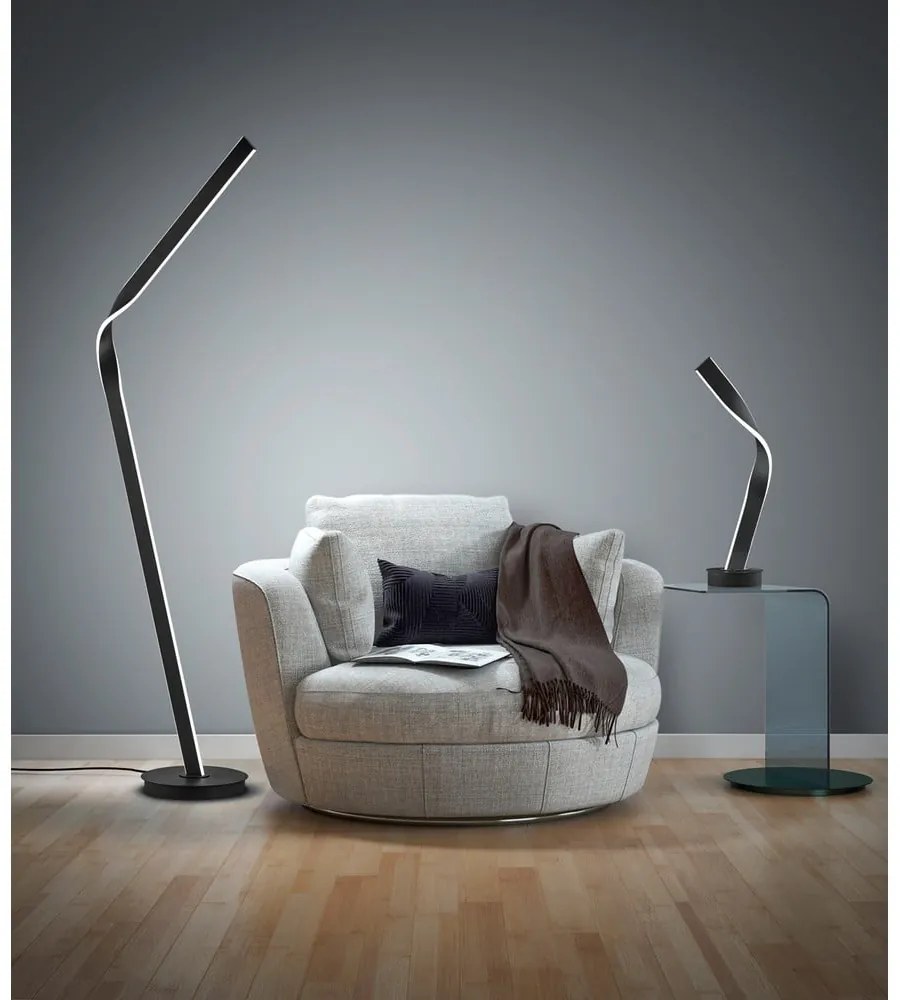 Čierna LED stojacia lampa s kovovým tienidlom (výška 181 cm) Cicenza – CINQUE