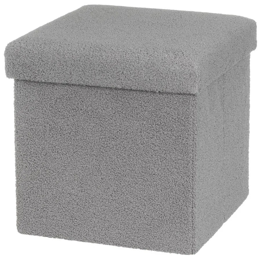 Sivý taburet z textílie buklé Folding – Casa Selección