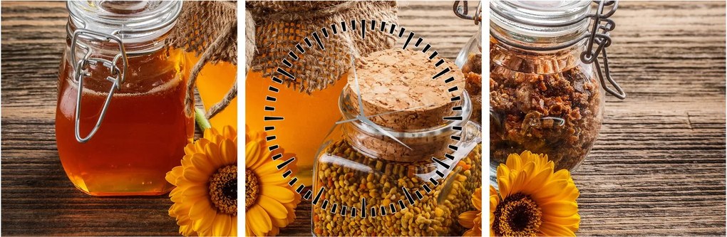 Obraz - Zátišie s medovými pohármi (s hodinami) (90x30 cm)