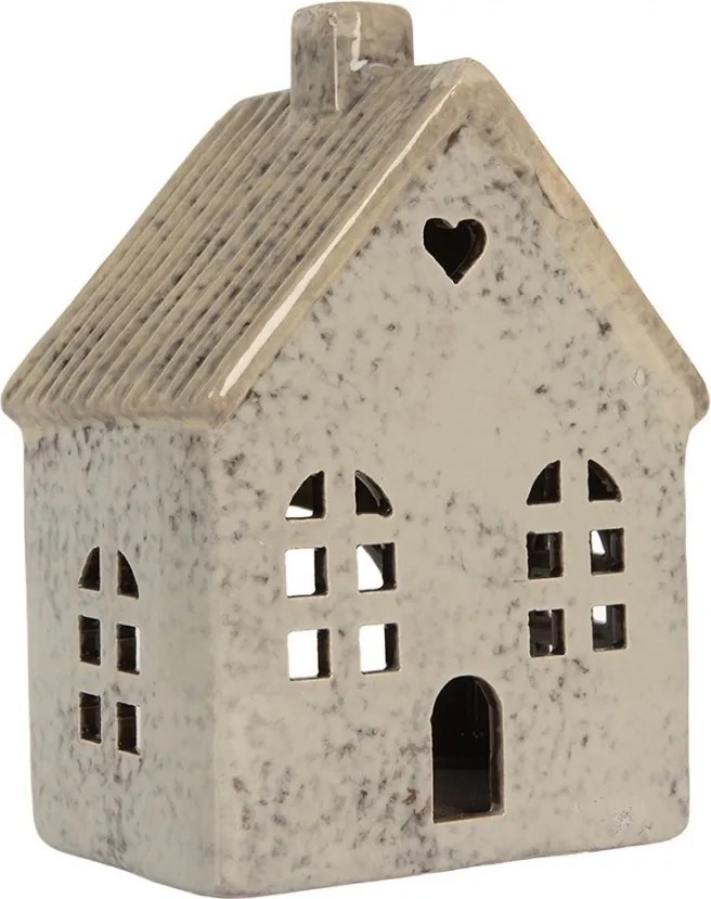 Sivý keramický domček na čajovú sviečku Lamont - 11*7*16 cm