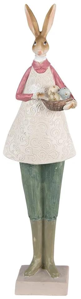 Dekorácia vysoká socha zajačice s vajíčkami - 9*7*36 cm