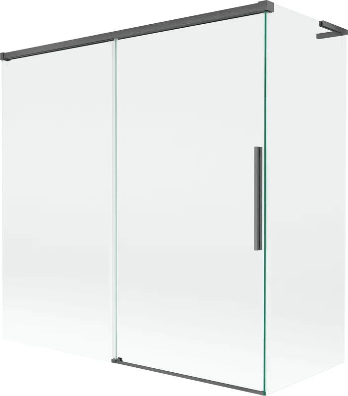Mexen Rox, L posuvná 2-krídlová vaňová zástena 160 + 70 x 150 cm, 8mm číre sklo, brúsený grafit profil, 8C9L-160-070-66-00