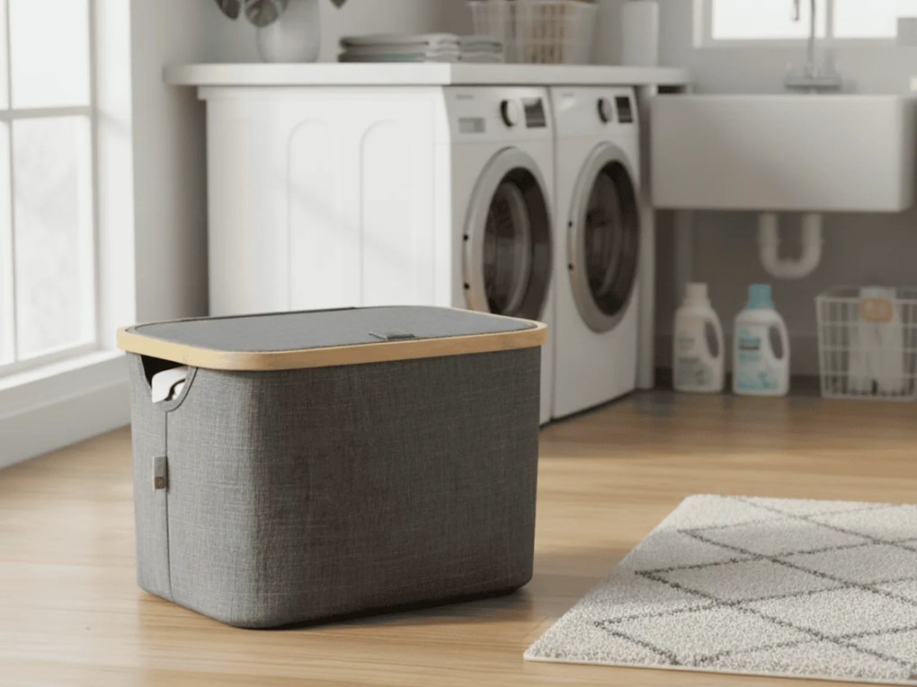 Skladací kôš NOLVIO 25 L, modrosivý