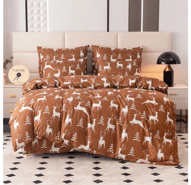 Obliečky z mikrovlákna WHITE DEER hnedé Rozmer obliečky: 2 ks 70 x 90 cm | 200 x 220 cm