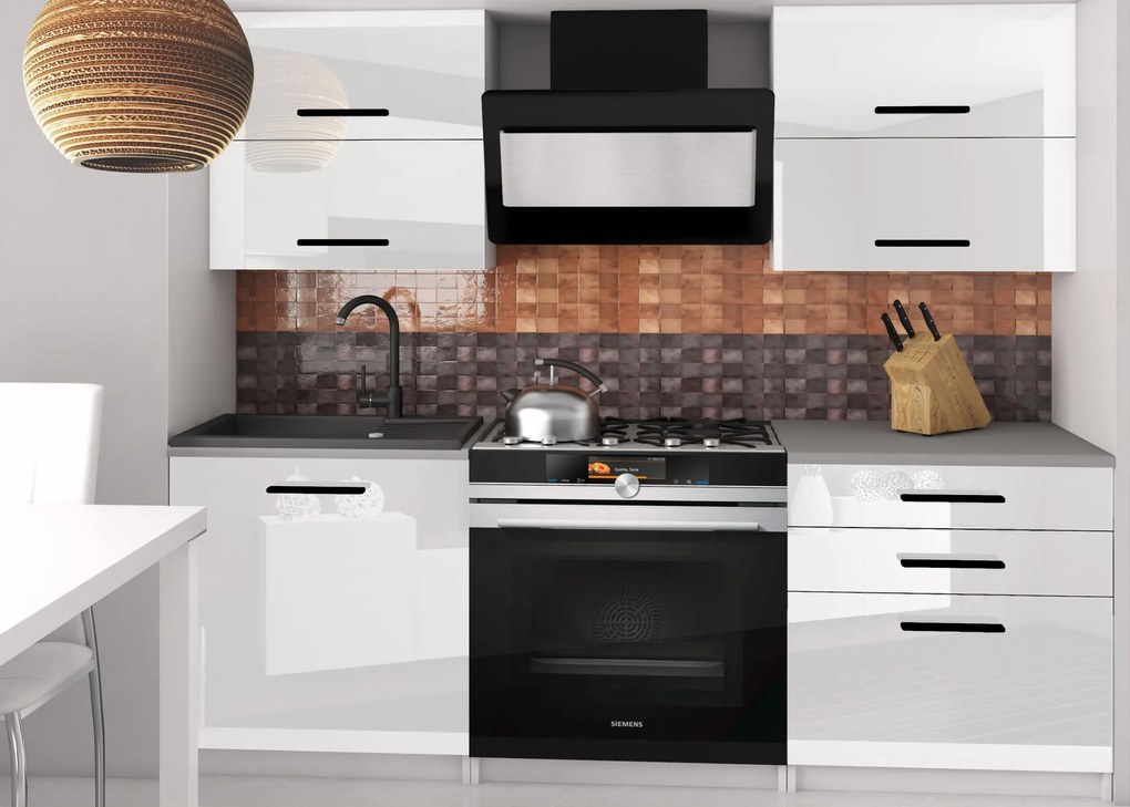 Kuchynská linka Belini 120 cm biely lesk s pracovnou doskou Eleganta2 INF ELEGANTA2/2/WT/W/0/B1