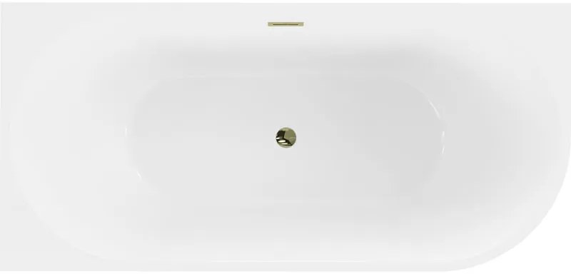 Mexen Mia, voľne stojaca rohová vaňa ľavá 140 x 75 cm, biela, zlatý lesklý prepad, 52691407500L-50
