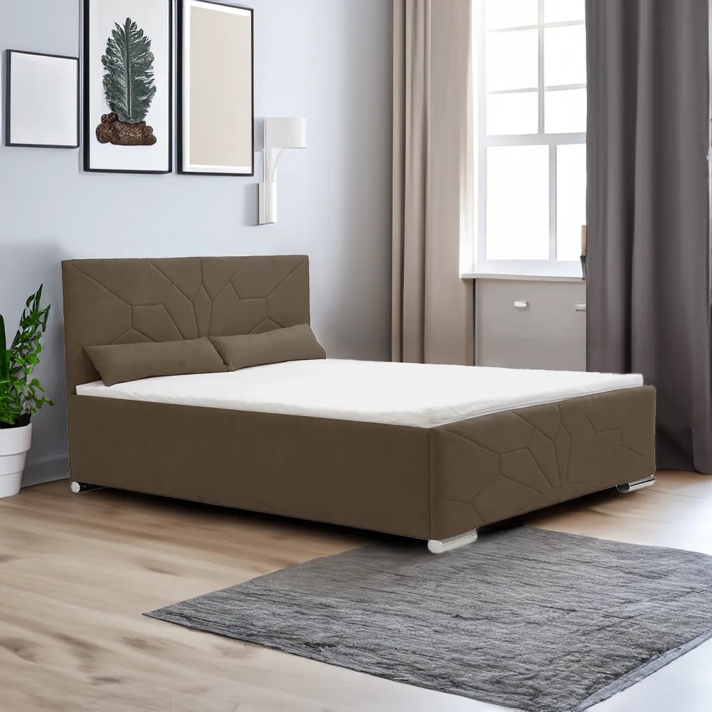 Čalúnená posteľ s úložným priestorom a matracom SOLO 180 x 200 cm Hnědý