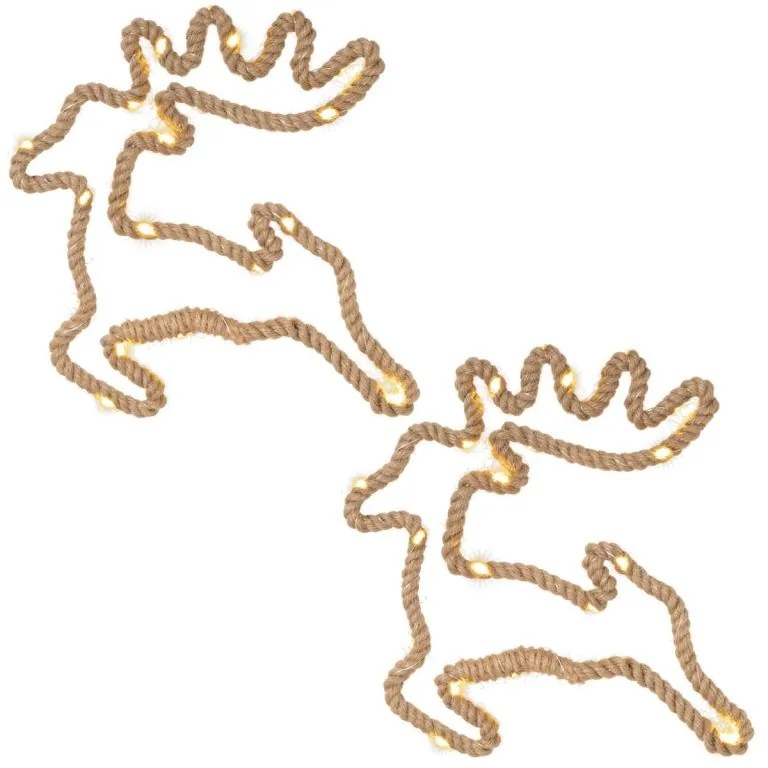 Vianočné dekorácie, sob, 28x29 cm, 20 LED, teplá biela, 2 ks