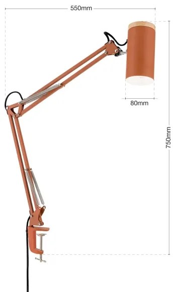 Orion - Stolná lampa so svorkou GILI 1xE27/40W/230V tehlová