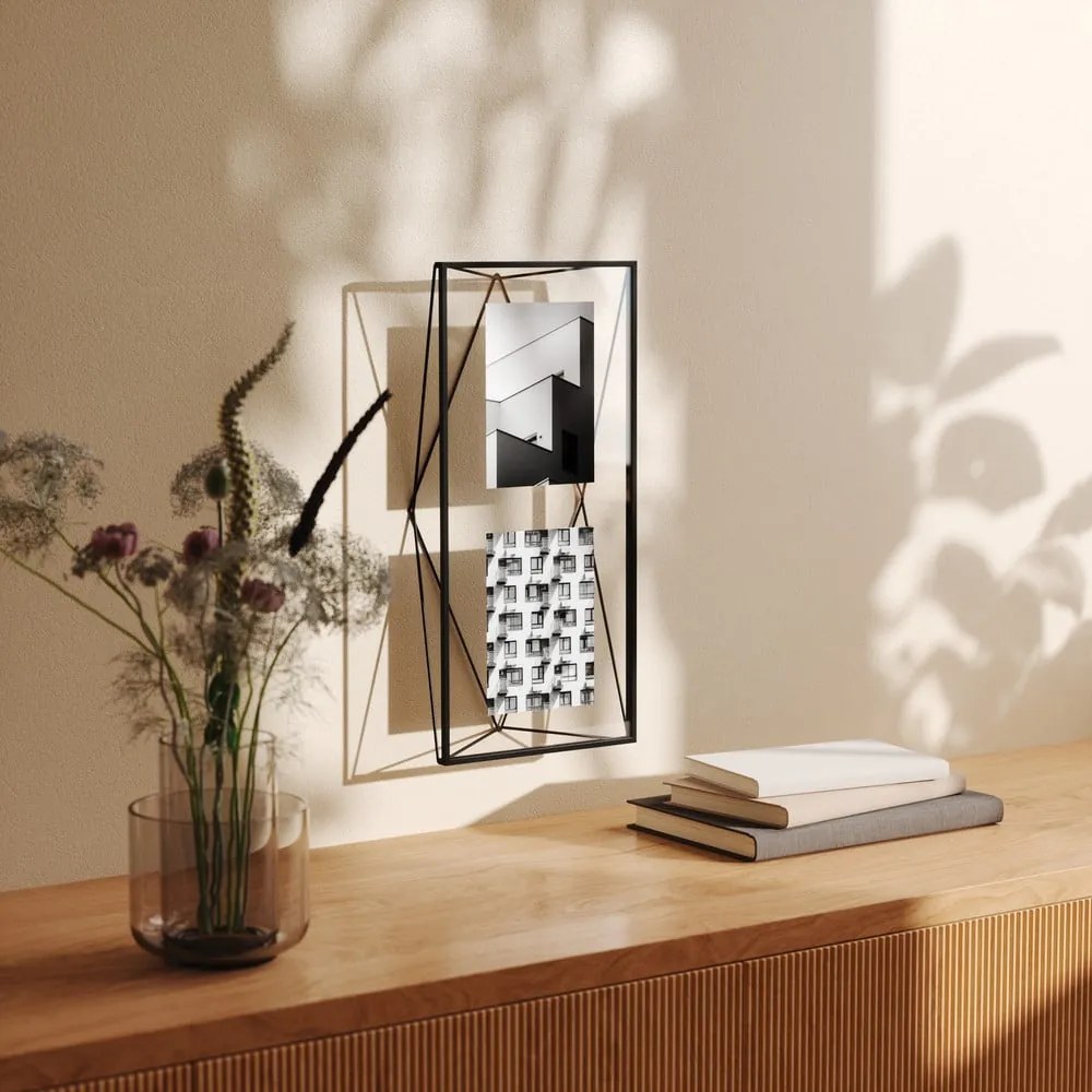 Čierny kovový rámček stojací/na stenu 48x23 cm Prisma – Umbra