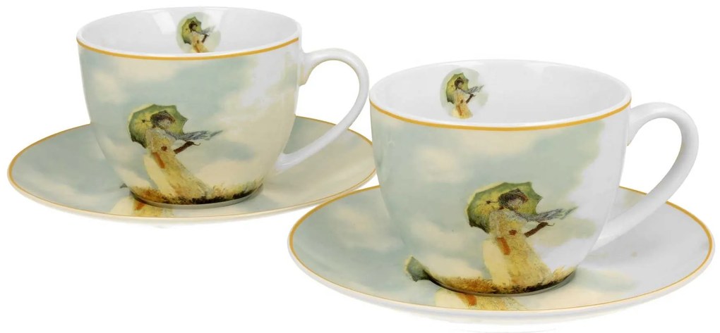 Porcelánová šálka s podšálkou Monet Woman With Parasol 250 ml sada 2ks