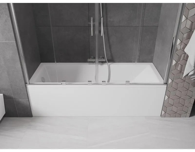 Mexen Velar Duo, 2-krídlová posuvná vaňová zástena 200 x 150 cm, 8mm číre sklo, chrómový profil, 896-200-000-02-01