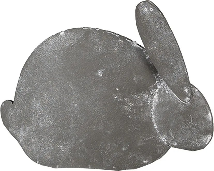 Šedá antik plechová figúrka králika s kvetmi - 16*4*11 cm