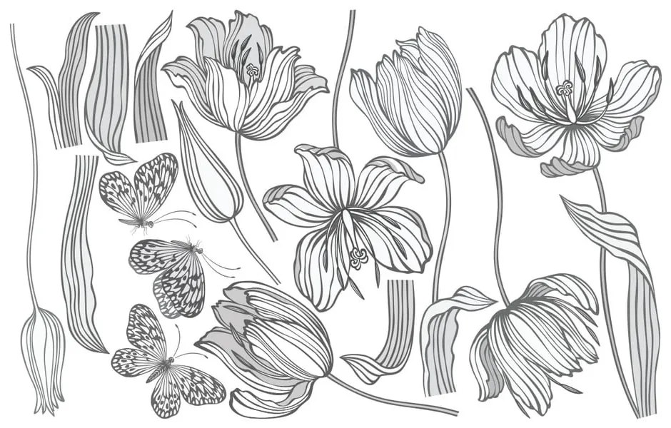 Sada samolepiek na stenu Ambiance Bright Tulips