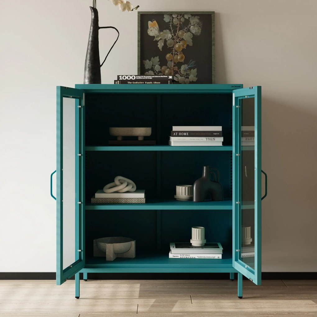 Vitrína GINA, 800 x 1015 x 400 mm, Modern: morská farba