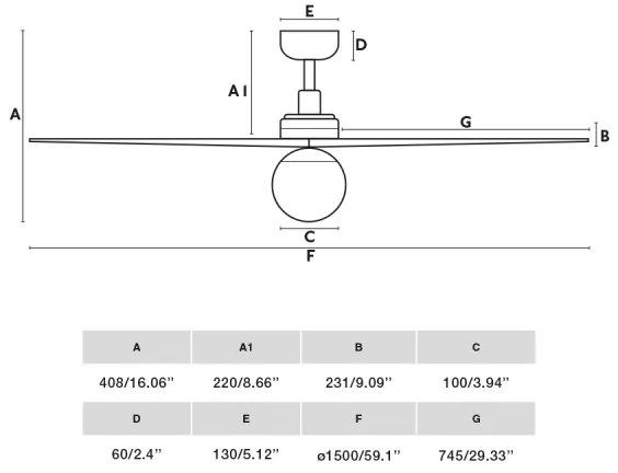 FARO 34282WT-11L-Str. ventilátor KLIML 1xE27/15W/230V borovica/čierna pr.150cm W