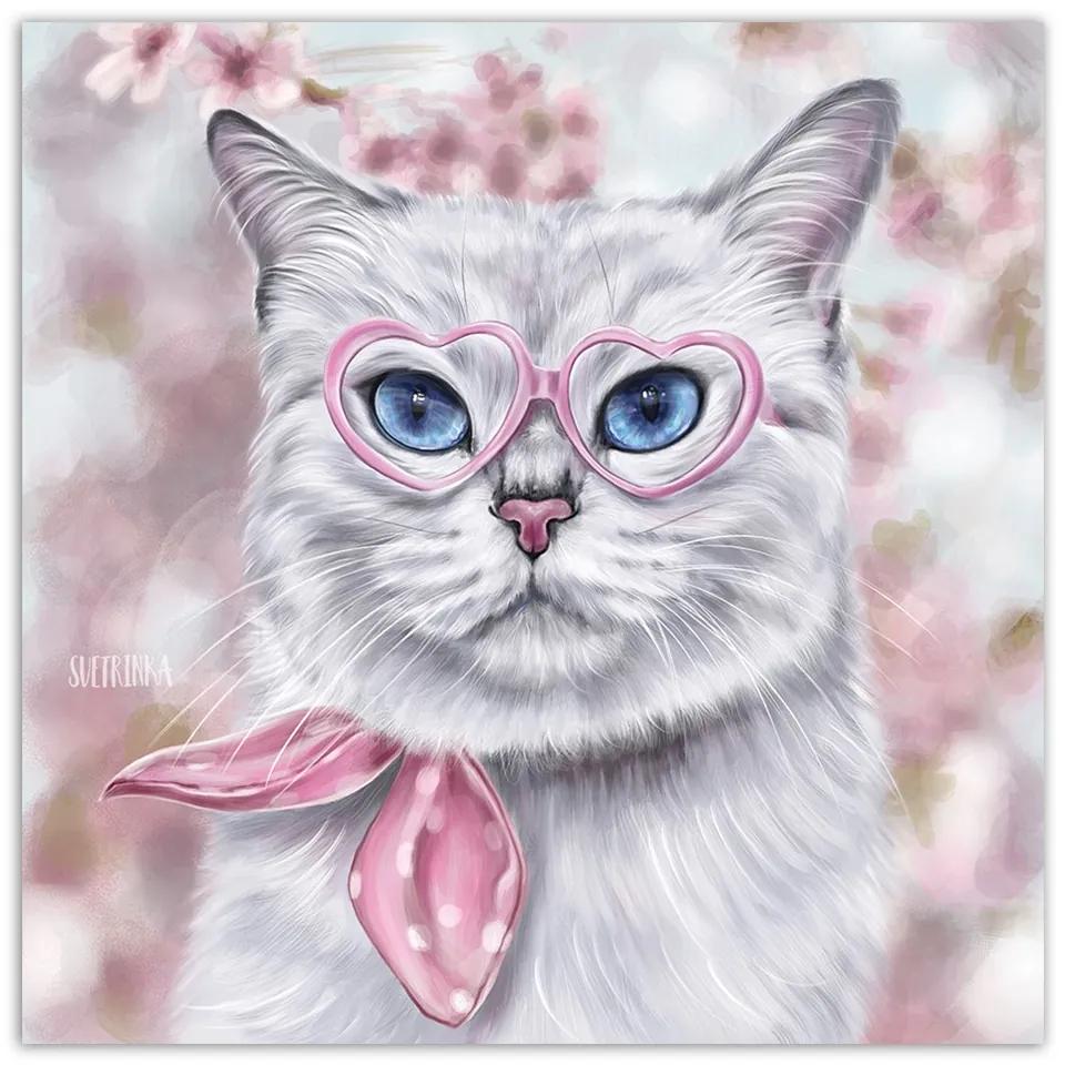 Gario Obraz na plátne Mačka a ružové okuliare - Svetlana Gracheva Rozmery: 30 x 30 cm