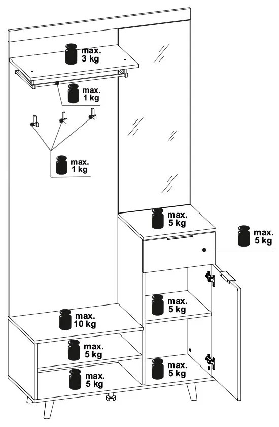 Předsíňová stěna Nordic B 100 cm dub Artisan/bílá