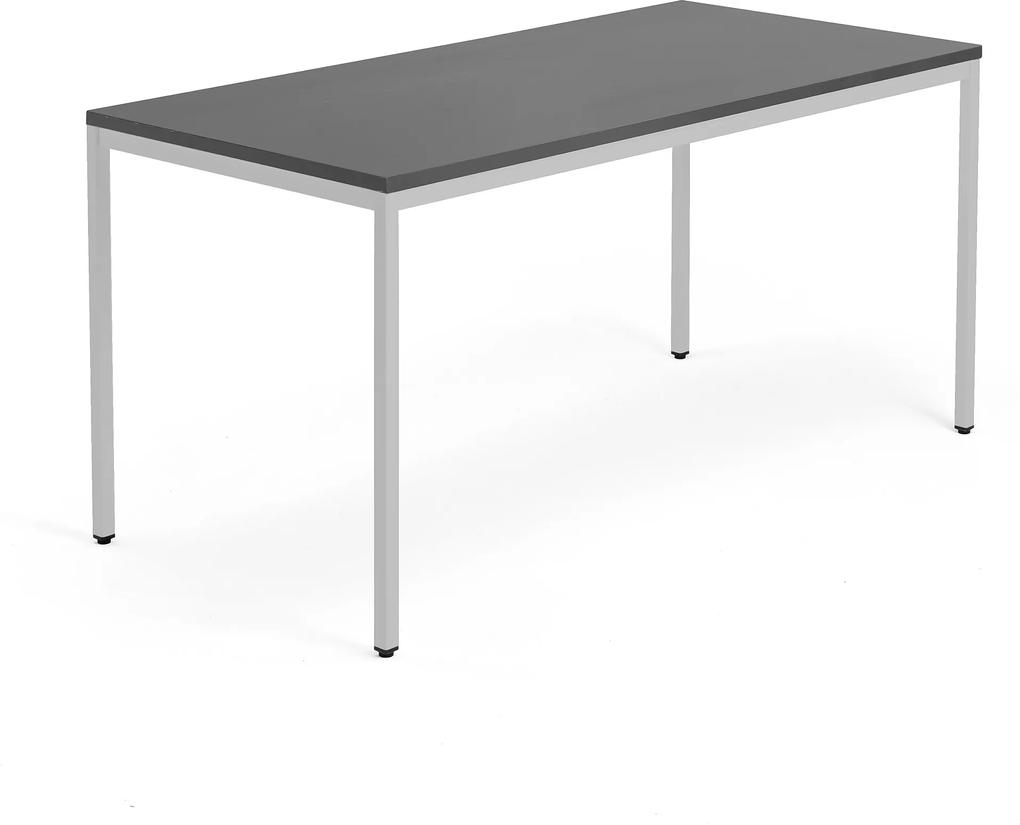 Stôl Modulus 1600x800mm, strieborná konštrukcia, čierny