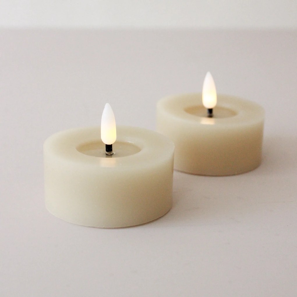 STAR TRADING Čajová LED sviečka Flamme Beige 7 cm – set 2 ks