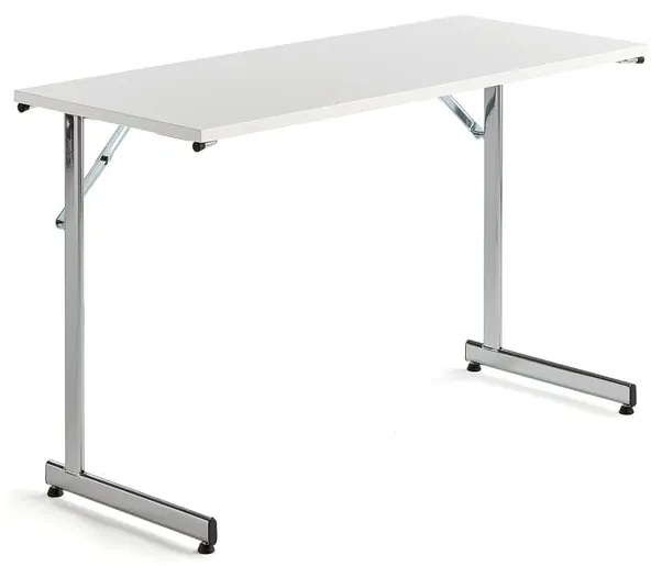 Rokovací stôl Claire, 1200x500 mm, biely laminát/chróm