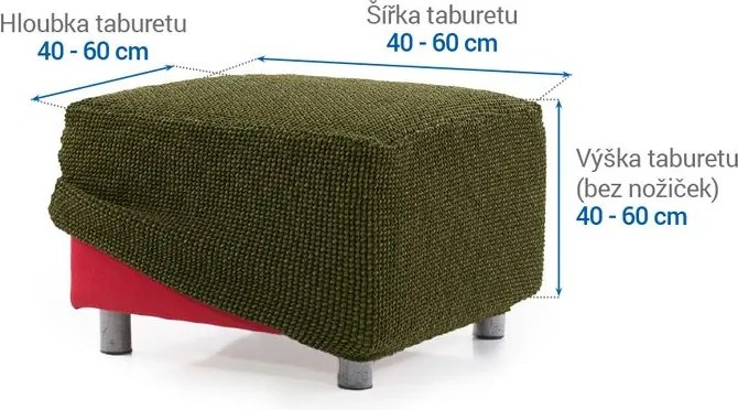 Super strečové poťahy NIAGARA zelená taburetka (40 - 60 cm)