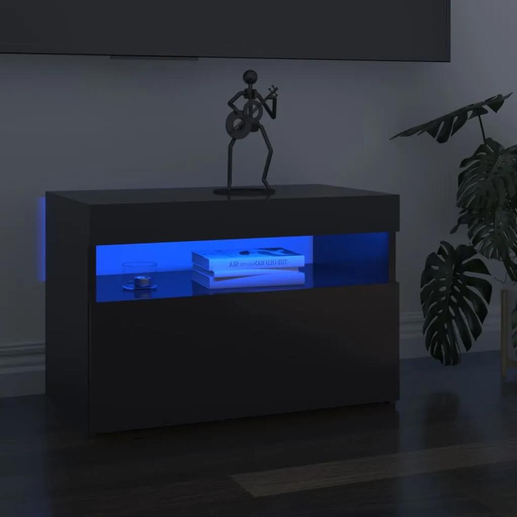 TV skrinky s LED svetlami 2 ks lesklé sivé 60x35x40 cm