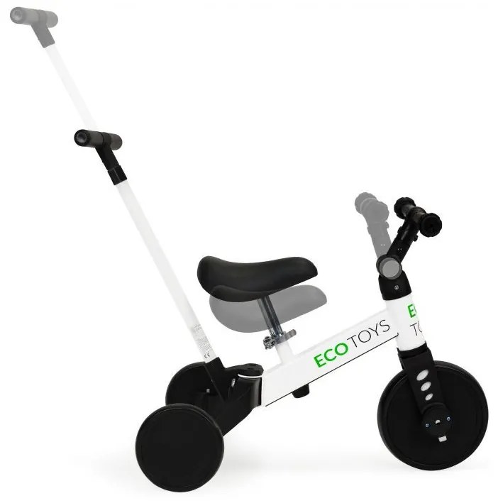Odrážadlo/ bicykel 2 v 1 s pedálmi a vodiacou tyčou, Biele