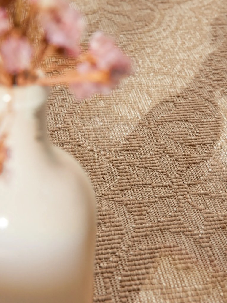 Kusový koberec Duet Rosel 106252 Beige/White kruh - na von aj na doma, 160x160 (priemer) kruh, béžová, chodba / predsieň, NORTHRUGS