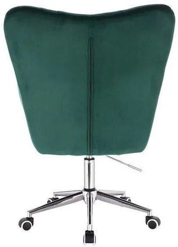 LuxuryForm DESIGN Kreslo AURORA VELUR na strieborné podstave s kolieskami - zelené