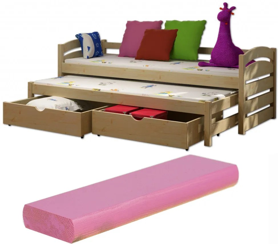 FA Veronika 12 180x80 posteľ s prístelkou Farba: Ružová (+44 Eur), Variant bariéra: Bez bariéry, Variant rošt: S roštami