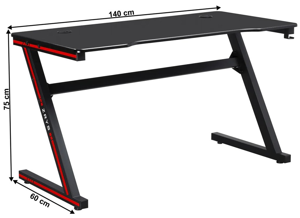 Herný stôl Mackenzie 140 - čierna / červená