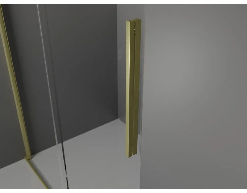 Mexen Velar, posuvné dvere do otvoru typ Walk-In 130 cm, 8mm číre sklo, zlatá matná, 871-130-000-03-55