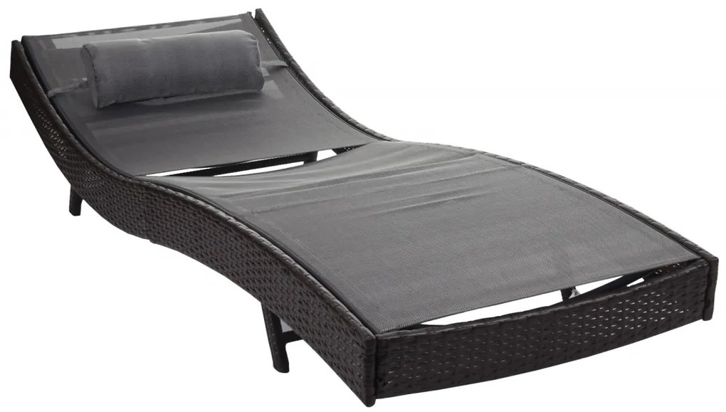 Lehátko Savannah, polyratan - melír hnedý, sivý poťah