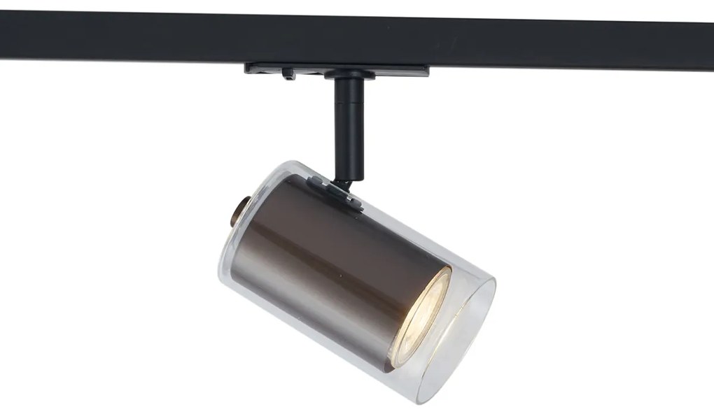 Moderný reflektor tmavý bronz s čírym sklom pre koľajnicový systém 1-fázový - Iconic Lloyd