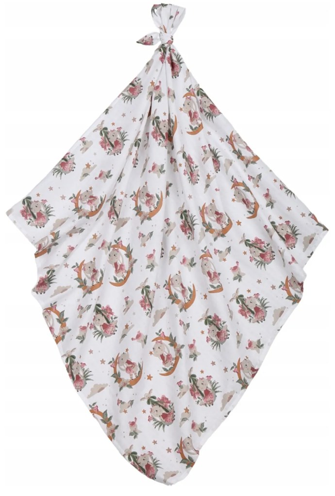 BabiM Mušelínová zavinovacia plienka 120x120 Comfort Design Farba: biela-kvety
