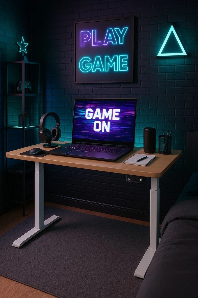 Herný stôl BR01 svetlohnedý s bielym rámom 140 cm