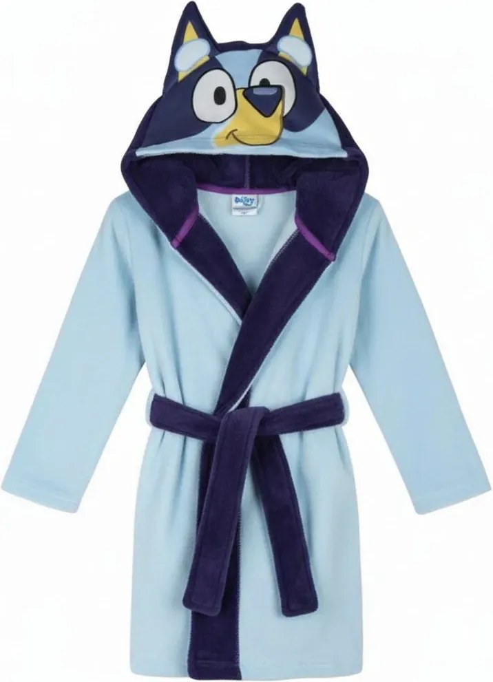 Detský coral fleece župan Bluey s kapucňou a uškami, EU 98