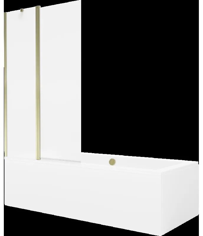 Mexen Cube obdĺžniková vaňa 180 x 80 cm s obkladom a 1-krídlovou sprchovou zástenou 100 cm, Transparentné, Zlatá - 550518080X941