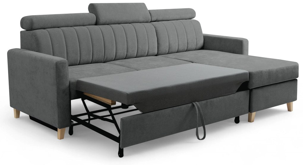 Rohová sedačka Vario s rozkladom univerzálna pravá/ľavá - sivý šenil Wind 89