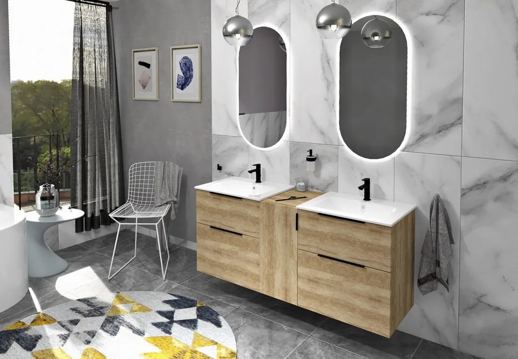 Sapho Sapho, CIRASA umývadlová skrinka 59,3x64x46cm, dub strieborný, CR601-1111