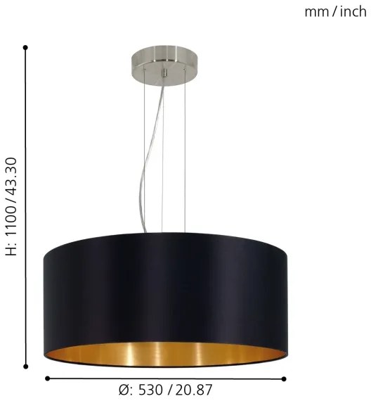 Eglo 31605 - Luster na lanku MASERLO 3xE27/60W/230V