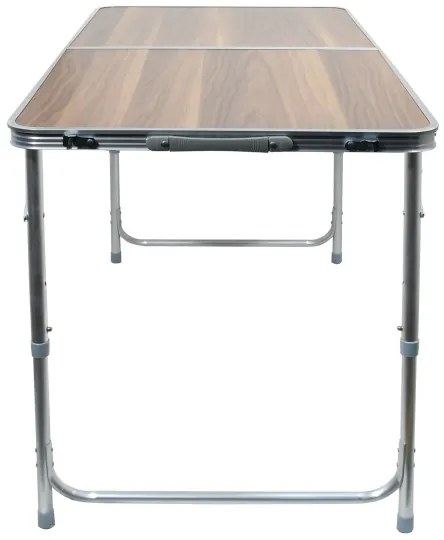 Skladací kempingový stôl hnedá/chróm