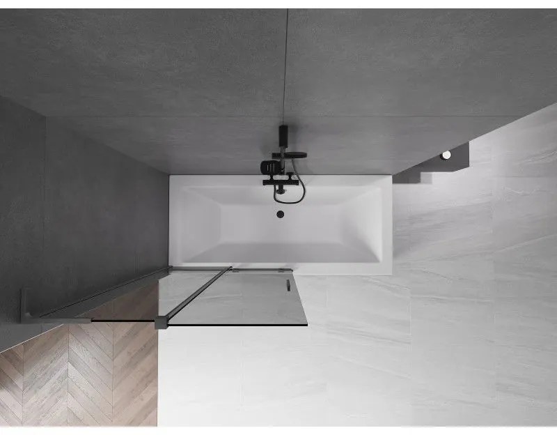 Mexen Velar L, 2-krídlová posuvná vaňová zástena 100 x 150 cm, 8mm šedé sklo, brúsený grafit, 896-100-003-41-66