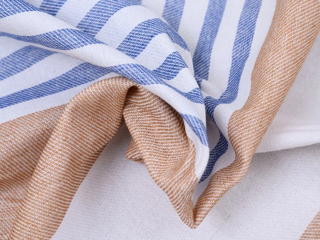 Plážová osuška FARAO 90 x 180 cm, hnedo-biela, 70% bavlna | 30% polyester