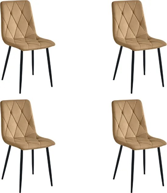 Set jedálenských stoličiek LIBRA zamatové hnedé / čierne nohy (4 ks)
