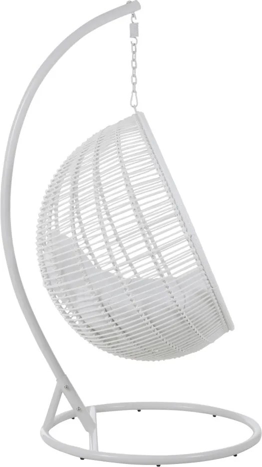 Závesné biele záhradné ratanové kreslo Lounge White -119*110*193 cm