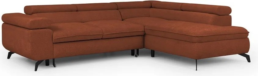 Ženilková rohová pohovka v terakotovej farbe (pravý roh/do L) Marbeya – Ropez