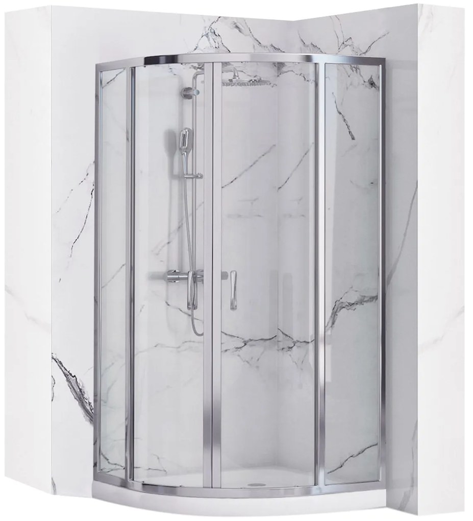 Rea Look, štvrťkruhový sprchovací kút 80x80x190 cm, 5mm číre sklo, chrómový profil, REA-K7904